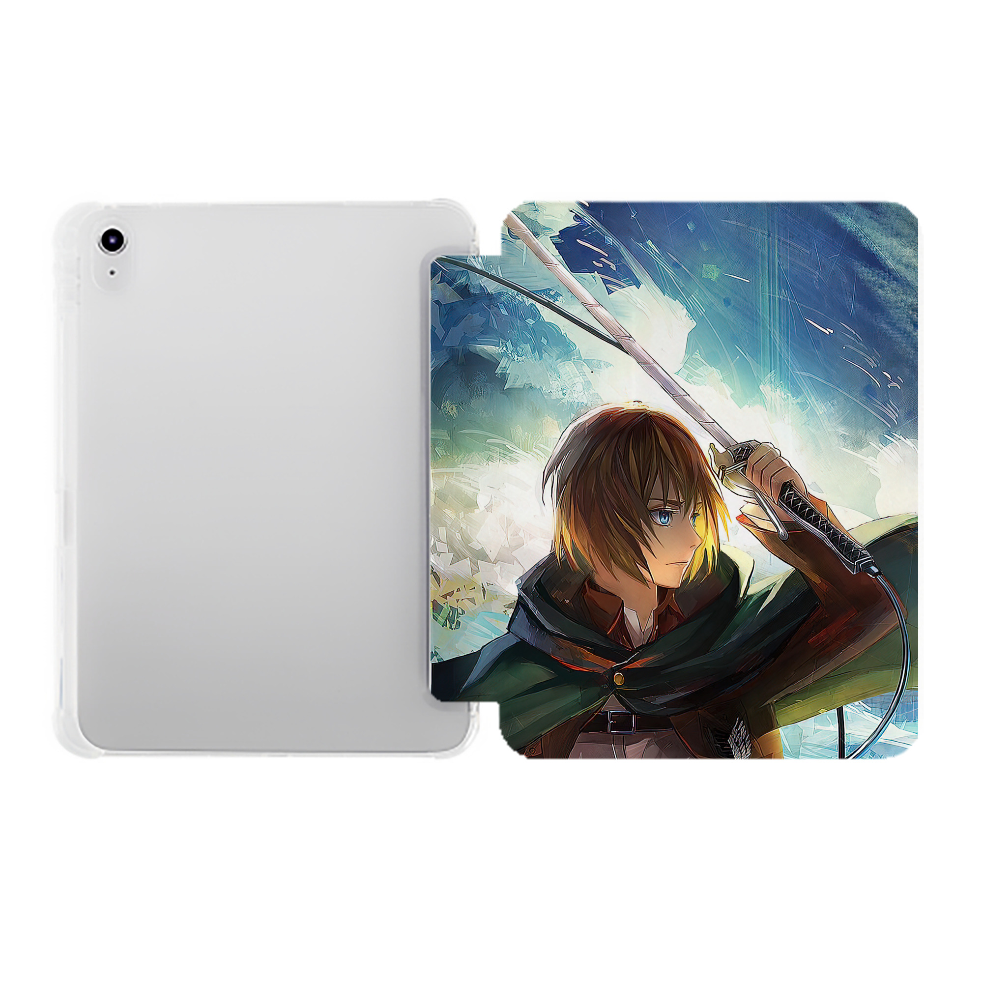 （画像用） 進撃の巨人 Attack on Titan IPad ケース ペン収納付き 三つ折りスタンド PUレザー×シリコン 対応機種9.5/10.5/10.9インチ